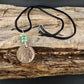 Indian Head Buffalo Nickel Necklace with Kingman Turquoise on Deerskin Lace