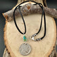 Indian Head Buffalo Nickel Necklace with Kingman Turquoise on Deerskin Lace