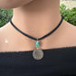 Indian Head Buffalo Nickel Necklace with Kingman Turquoise on Deerskin Lace