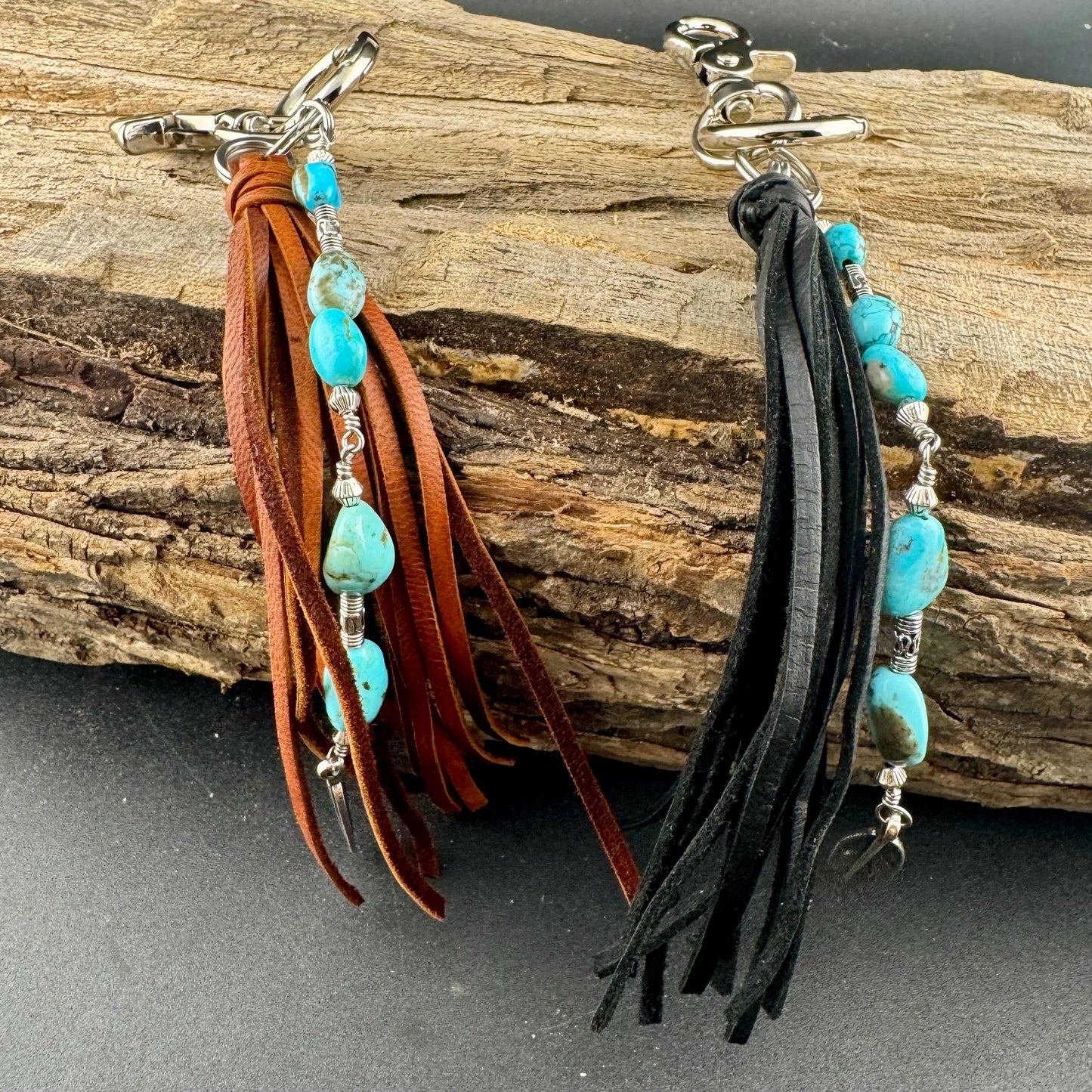 Tribal Feather Purse Tassel - Handcrafted Southwestern Leather Accessory