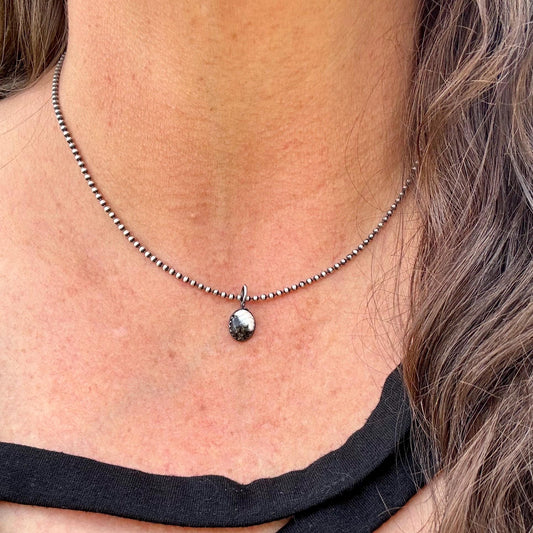 White Buffalo Bezel Pendant Necklace – Sterling Silver Boho Jewelry