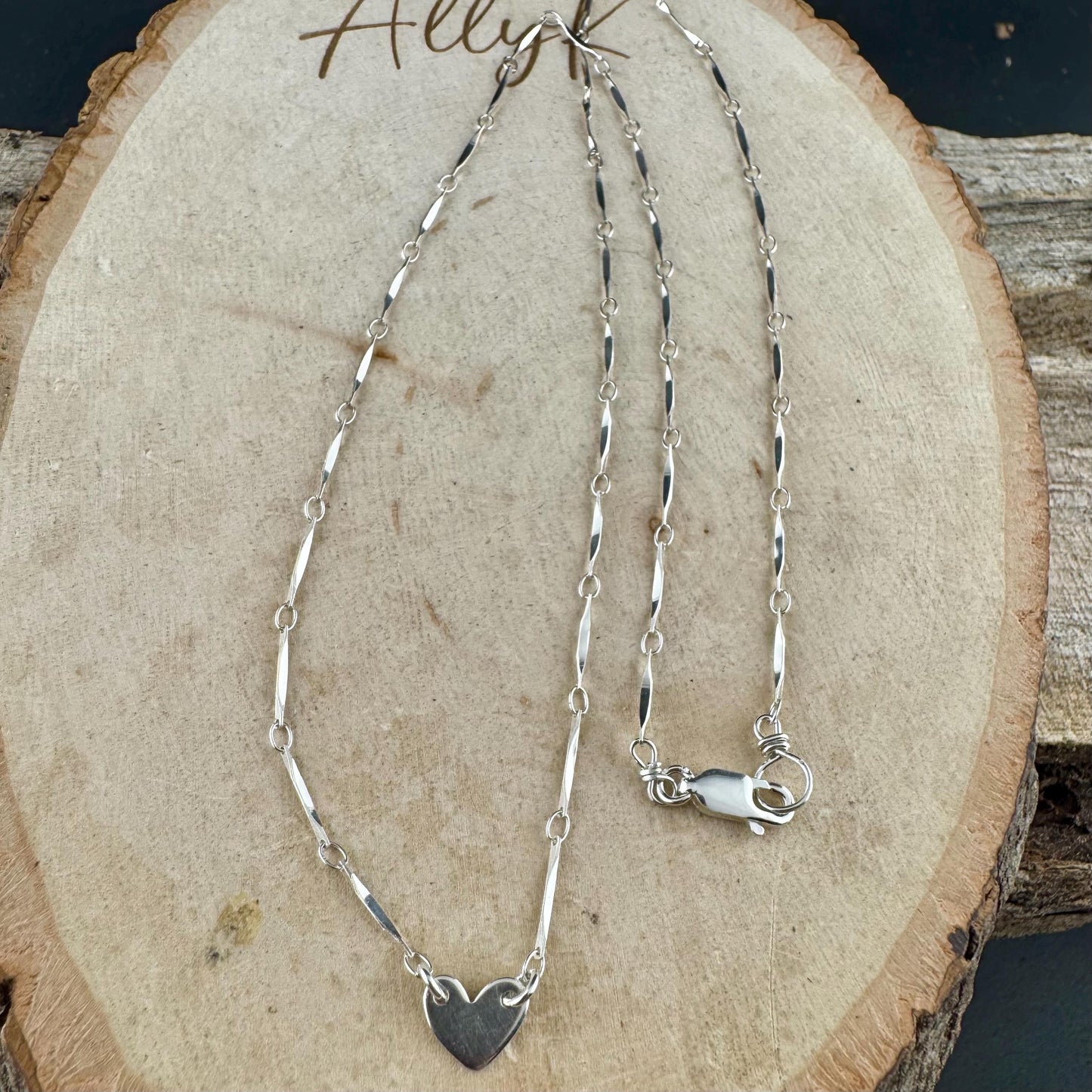 Sterling Silver Heart Charm Necklace - Dainty Pendant Jewelry