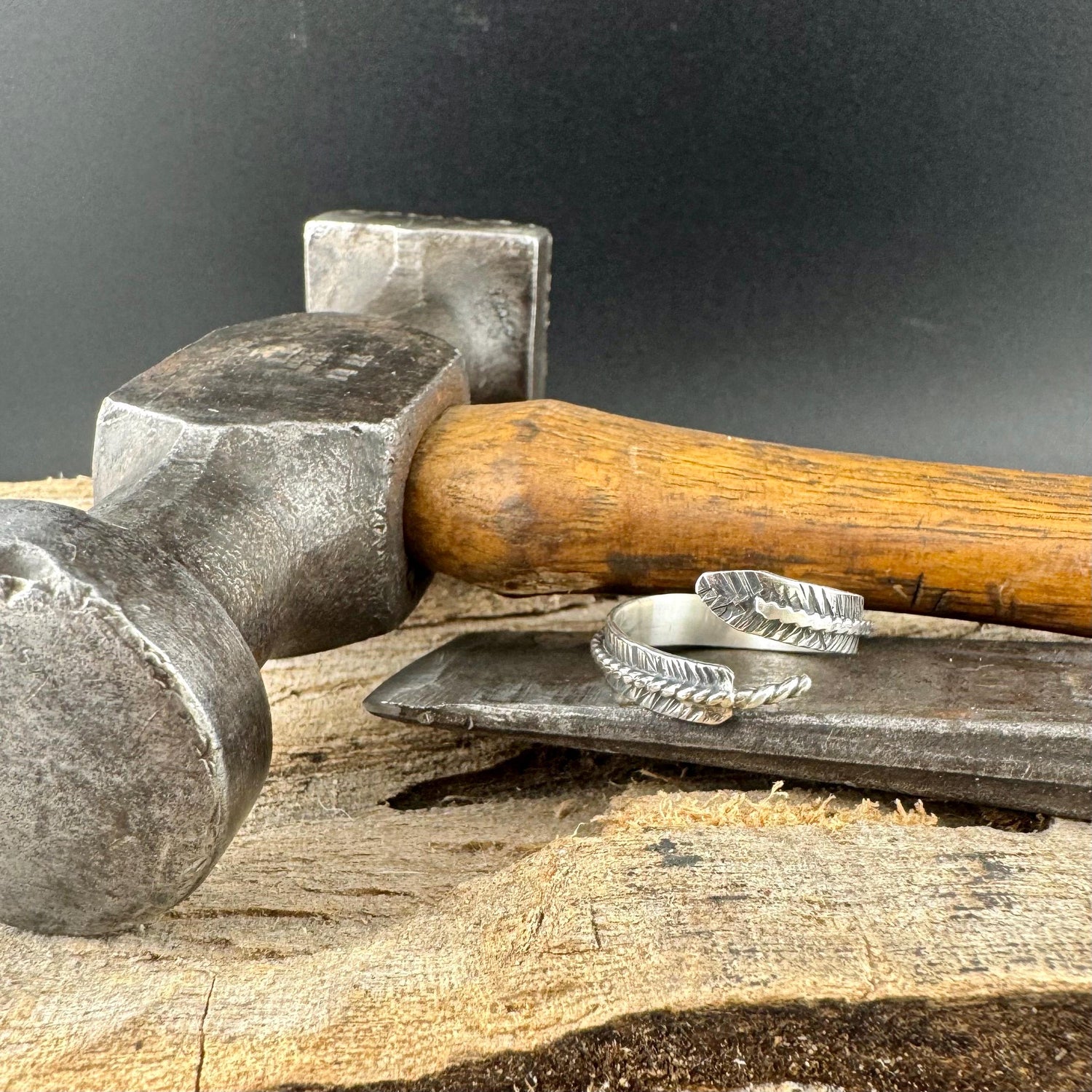 Sterling Silver Feather Wrap Ring - Hand Forged Adjustable Guardian Angel Jewelry