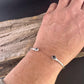 White Buffalo Sterling Silver Dainty Cuff Bracelet - 6mm Kingman Double Bezel Reverse Design
