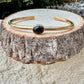 Brass & Onyx Bezel Cuff Bracelet – Adjustable Statement Piece