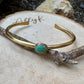 Brass Turquoise Bezel Bracelet – Handmade Adjustable Cuff Jewelry