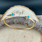 Dainty Brass Turquoise Cuff Bracelet - 4mm Kingman Double Bezel Reverse Design