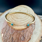 Dainty Brass Turquoise Cuff Bracelet - 4mm Kingman Double Bezel Reverse Design