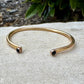 Onyx Brass Dainty Cuff Bracelet - 4mm Black Onyx Double Bezel Reverse Design