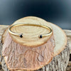 Onyx Brass Dainty Cuff Bracelet - 4mm Black Onyx Double Bezel Reverse Design