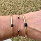 Onyx Brass Dainty Cuff Bracelet - 4mm Black Onyx Double Bezel Reverse Design
