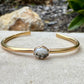 White Buffalo Turquoise Bezel Brass Bracelet – Handmade Adjustable Cuff Jewelry