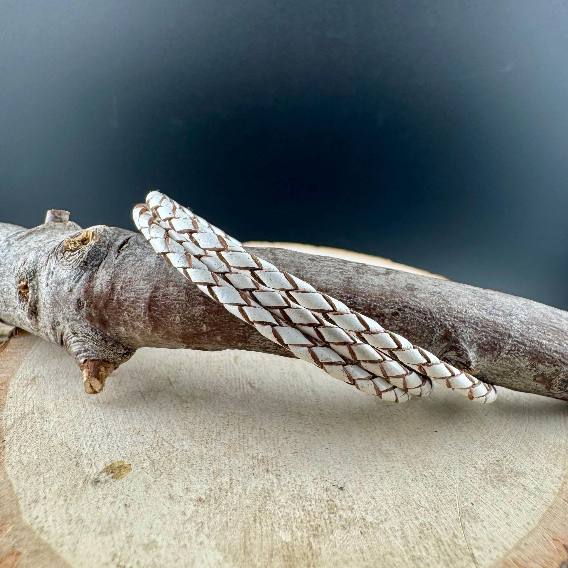 Genuine White Leather Braided Multi Wrap Bracelet - Unisex Gift with Bayonet Closure