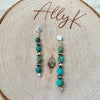 Navajo Pearls Turquoise Drop Post Earrings - Southwestern Gemstone Style Earrings