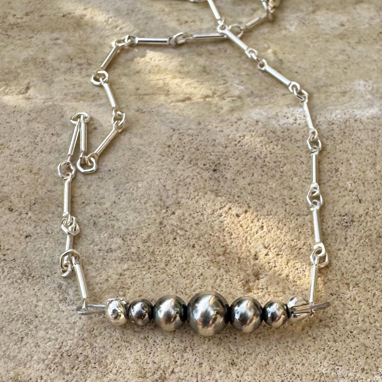 Navajo Pearl Bar Ankle Bracelet | Elegant Sterling Silver Anklet