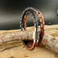 Braided Leather Multi Wrap Bracelet for Men or Women: Stainless Steel Magnetic Clasp