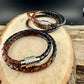 Braided Leather Multi Wrap Bracelet for Men or Women: Stainless Steel Magnetic Clasp