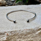 Dainty Sterling Silver Black Onyx Cuff Bracelet - 4mm Double Bezel Reverse Design