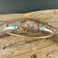 Dainty Sterling Silver Turquoise Cuff Bracelet - 4mm Kingman Double Bezel Reverse Design