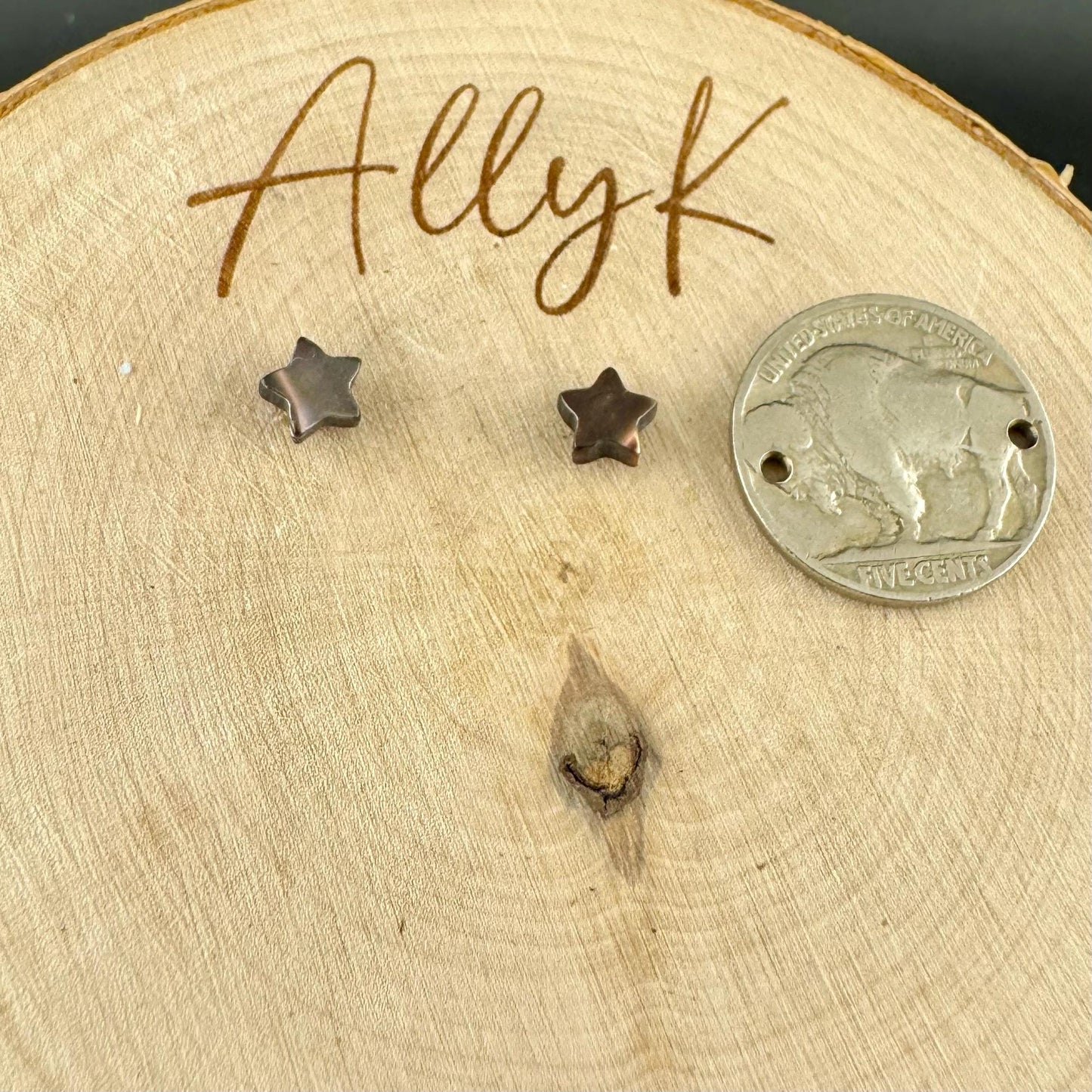 Iridescent Mother of Pearl Star Stud Earrings – Sterling Silver Minimalist Jewelry