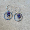 Purple Turquoise Dangle Earrings – Sterling Silver Circles with Spotted Mohave Gemstone