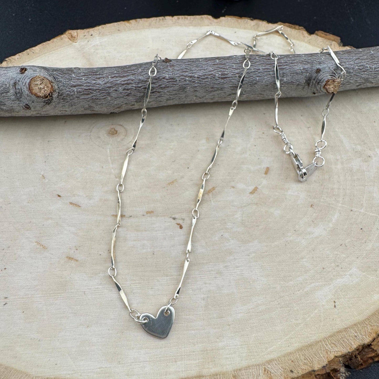 Sterling Silver Heart Charm Necklace - Dainty Pendant Jewelry