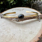 Brass & Onyx Bezel Cuff Bracelet – Adjustable Statement Piece