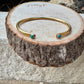 Dainty Brass Turquoise Cuff Bracelet - 4mm Kingman Double Bezel Reverse Design