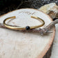 Elegant Brass Cuff Bracelet - Dainty Black Onyx Bezel, Adjustable
