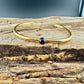 Elegant Brass Cuff Bracelet - Dainty Black Onyx Bezel, Adjustable