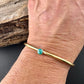 Brass Dainty Turquoise Bracelet – Handmade Adjustable Cuff Jewelry