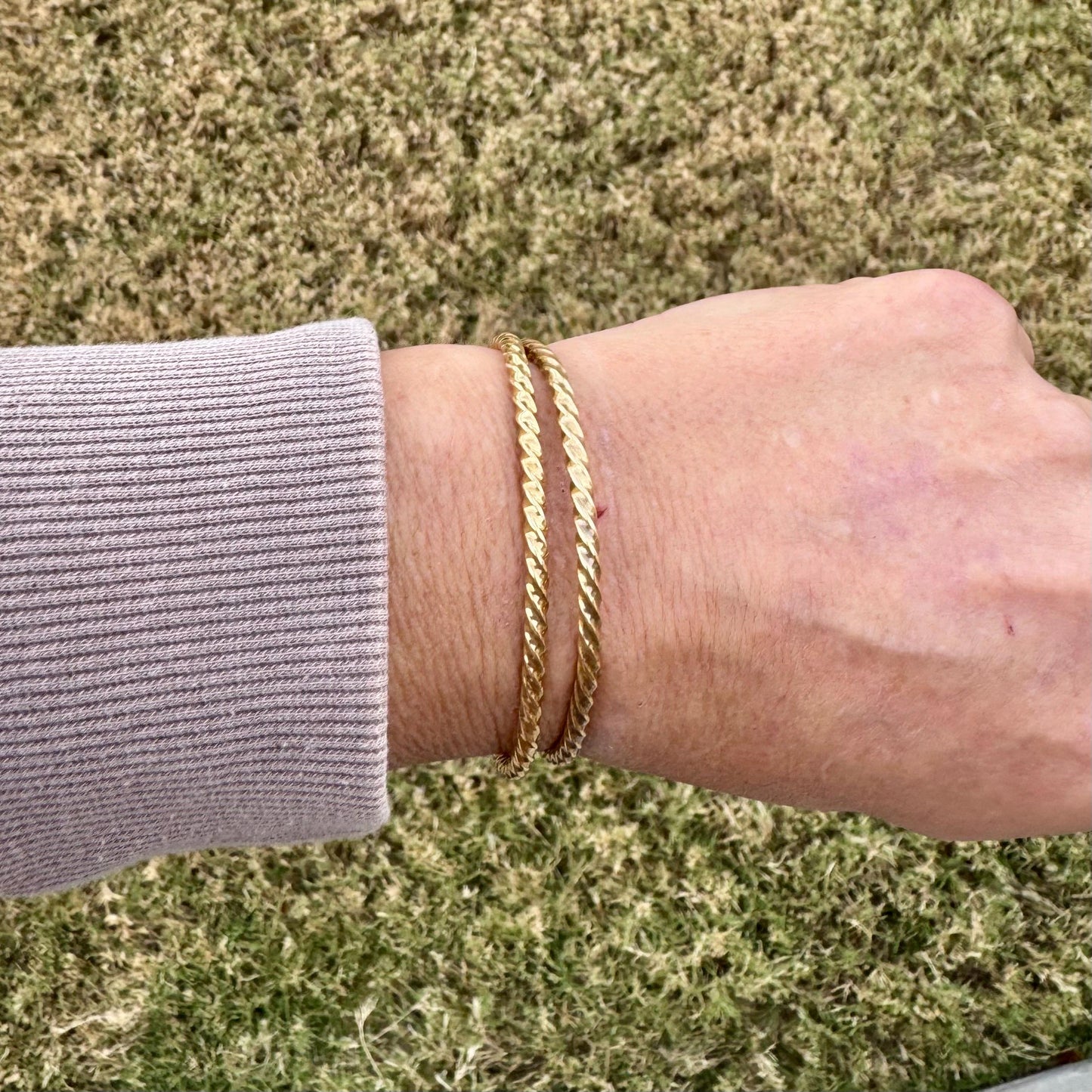 Brass Twisted Wire Cuff Bracelets - Elegant Set of 2 Statement Pieces