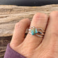 Turquoise Sterling Silver Dainty Stacking Rings Set of 3 - Hammered & Smooth Finish