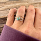 Turquoise Sterling Silver Dainty Stacking Rings Set of 3 - Hammered & Smooth Finish