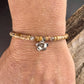 Picture Jasper Bracelet with Sterling Silver Flower Charm - Stackable Boho Gemstone Jewelry