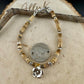Picture Jasper Bracelet with Sterling Silver Flower Charm - Stackable Boho Gemstone Jewelry