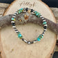 Stretch Kingman Turquoise & Onyx Bracelet | Handcrafted Navajo Pearl Silver Jewelry
