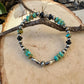 Stretch Kingman Turquoise & Onyx Bracelet | Handcrafted Navajo Pearl Silver Jewelry