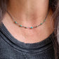 Sterling Silver Turquoise Wire Wrapped Necklace: Kingman Blue Green Turquoise Jewelry