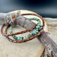 African Turquoise Multi Wrap Bracelet | Braided Leather & Sterling Silver Cuff | Unisex Design