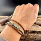 African Turquoise Multi Wrap Bracelet | Braided Leather & Sterling Silver Cuff | Unisex Design
