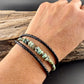 African Turquoise Multi Wrap Bracelet | Braided Leather & Sterling Silver Cuff | Unisex Design
