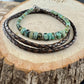 African Turquoise Multi Wrap Bracelet | Braided Leather & Sterling Silver Cuff | Unisex Design