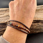 Picasso Jasper Braided Leather Multi Wrap Bracelet - Unisex Sterling Silver Cuff