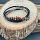 Picasso Jasper Braided Leather Multi Wrap Bracelet - Unisex Sterling Silver Cuff