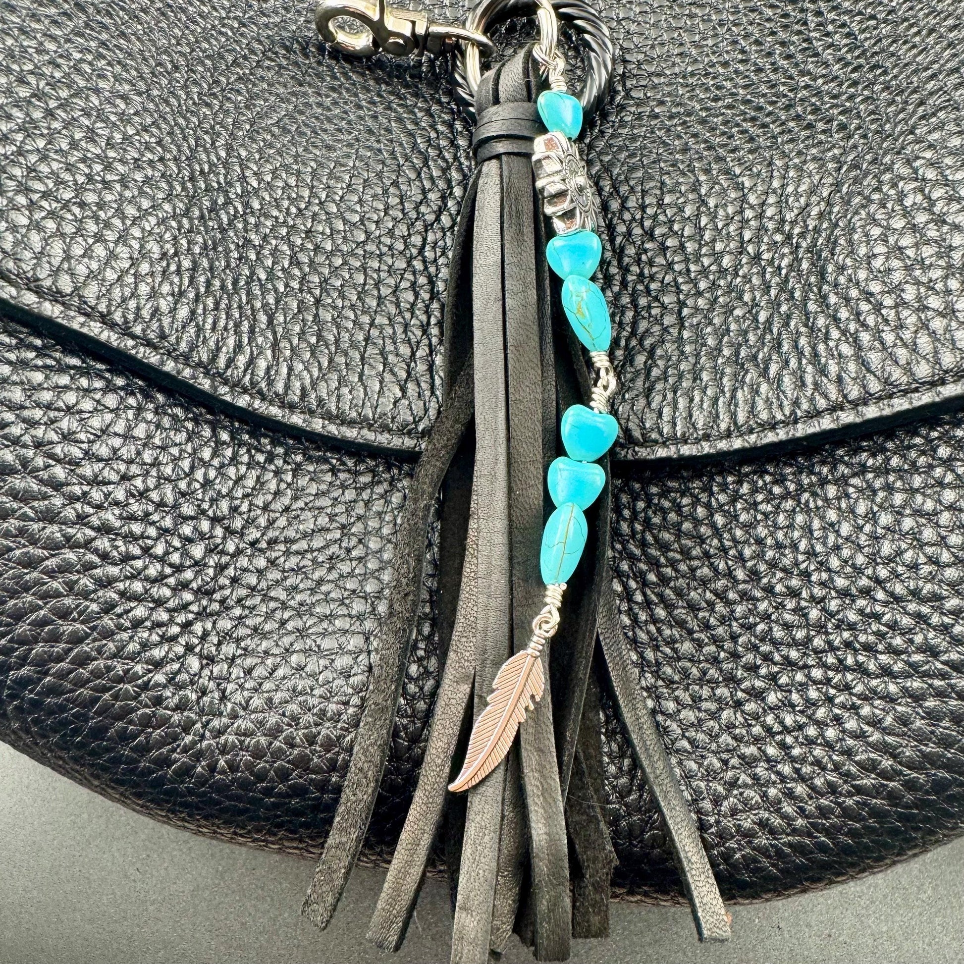 Heart-Shaped Leather Purse Tassel - Southwest Bag Charm & Handbag Gemstone Accessory