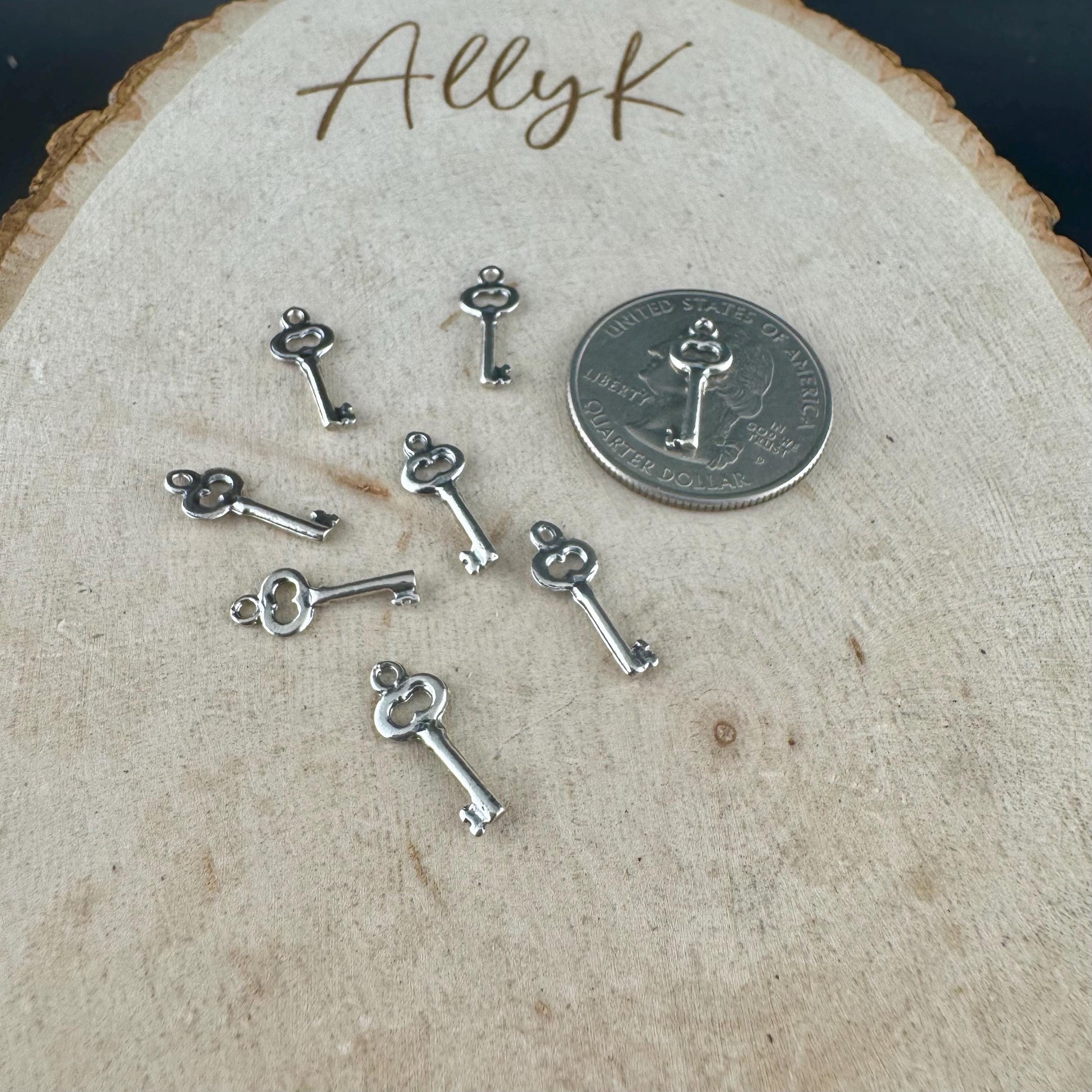 Sterling Silver Dainty Key Charms - 15mm for Crafting & Jewelry Making