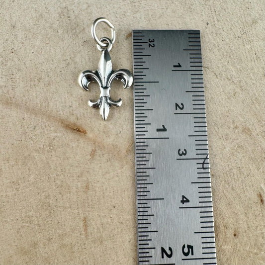 Sterling Silver Fleur‑de‑Lis Charms - 18mm for Crafting & Jewelry Making