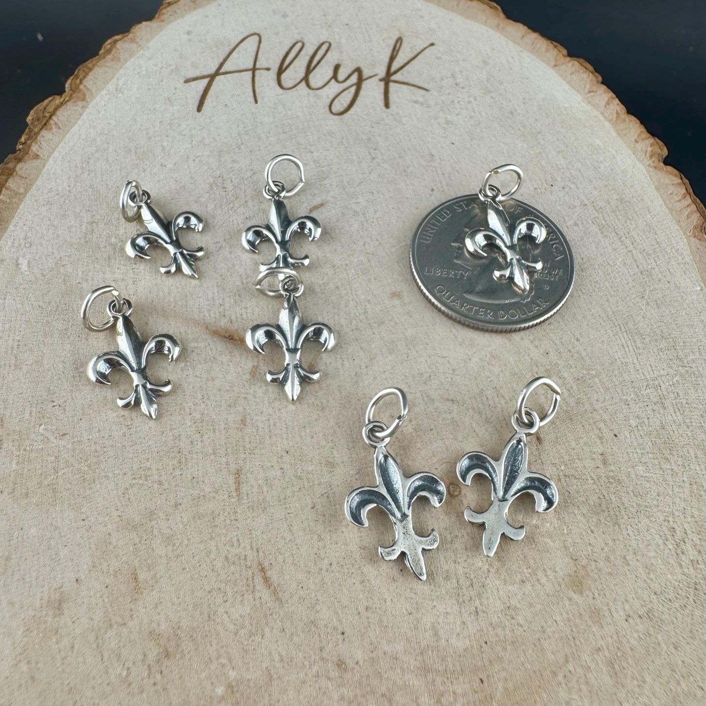 Sterling Silver Fleur‑de‑Lis Charms - 18mm for Crafting & Jewelry Making