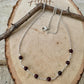 Garnet Sterling Silver Chain Bar Necklace, Unique Gemstone Necklace